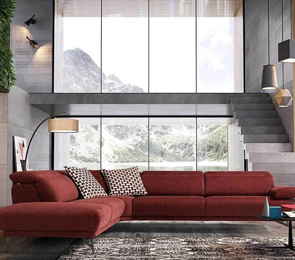 anais γωνιακός καναπές σε κόκκινο ύφασμα