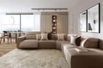 beverly γωνιακός καναπές σε μπεζ δέρμα