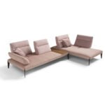 caveoso γωνιακός καναπές σε απαλό ρόζ