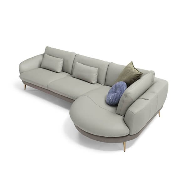 looming γωνιακός καναπές σε γκρι δέρμα